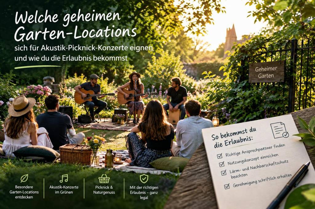 Welche geheimen garten‑locations sich für akustik‑picknick‑konzerte eignen und wie du die erlaubnis bekommst